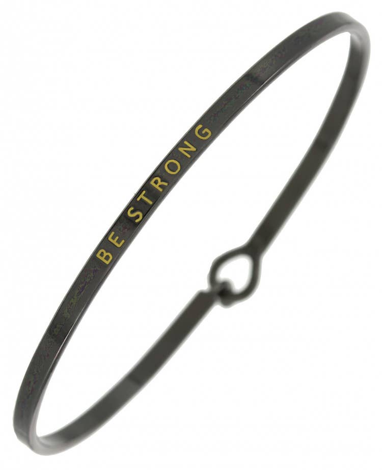 0011 PREMIERE - Wholesale Bangle Bracelet - FR3625 BE STRONG_3mm Inspired Message Brass Bangle1