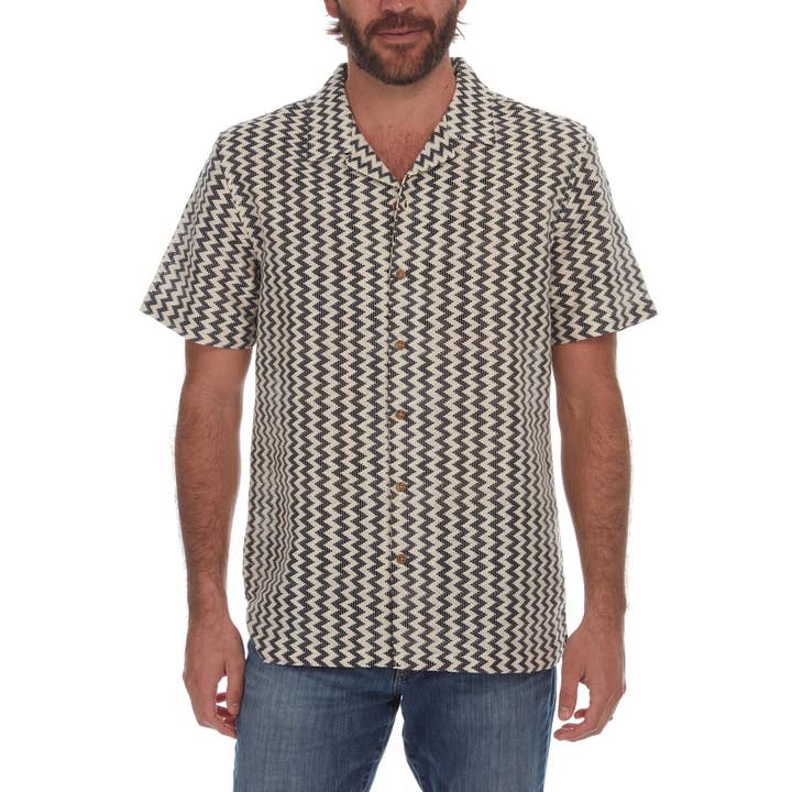 Negro Camisa Samson Textured Resort Knit de venta al por mayor en Faire3