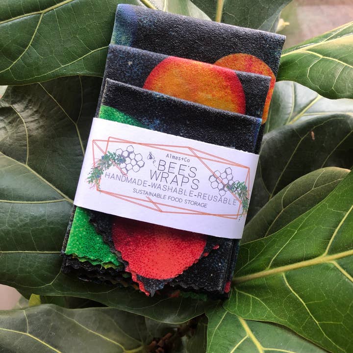 Almas And Co - Wholesale Food storage wrap/bag - Space Print Beeswax Food Wraps2