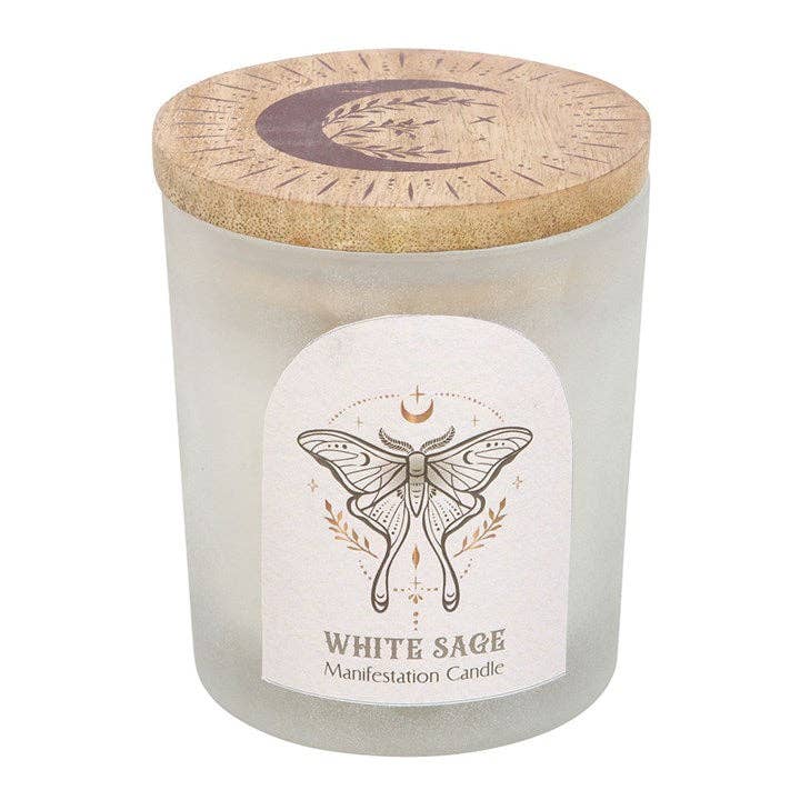 Something Different Wholesale - Wholesale Jar/filled candle - Luna Moth Manifestation Candle with Clear Quartz Crystals3