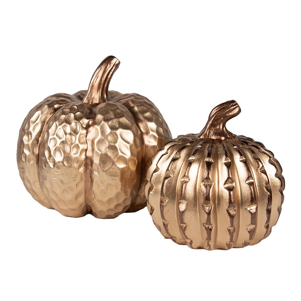 Clayre & Eef - Wholesale Decorative Figurine - 6CE1800 Decorative Figurine Pumpkin Ø 14x14 cm Gold colored1