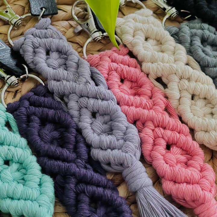 27 and Looming - Wholesale Keychain - Women's - Diamond Macrame Keychain, Boho, Bag Charm, Accessory, Woven10