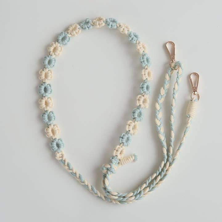 Macrame blomstermønster lanyard kamerarem, telefonrem for engroshandel hos Weavey Studio