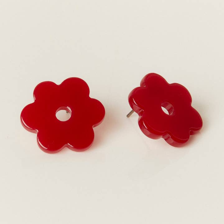 Brincos margarida de acetato de cereja por atacado de Cities in Dust Jewelry