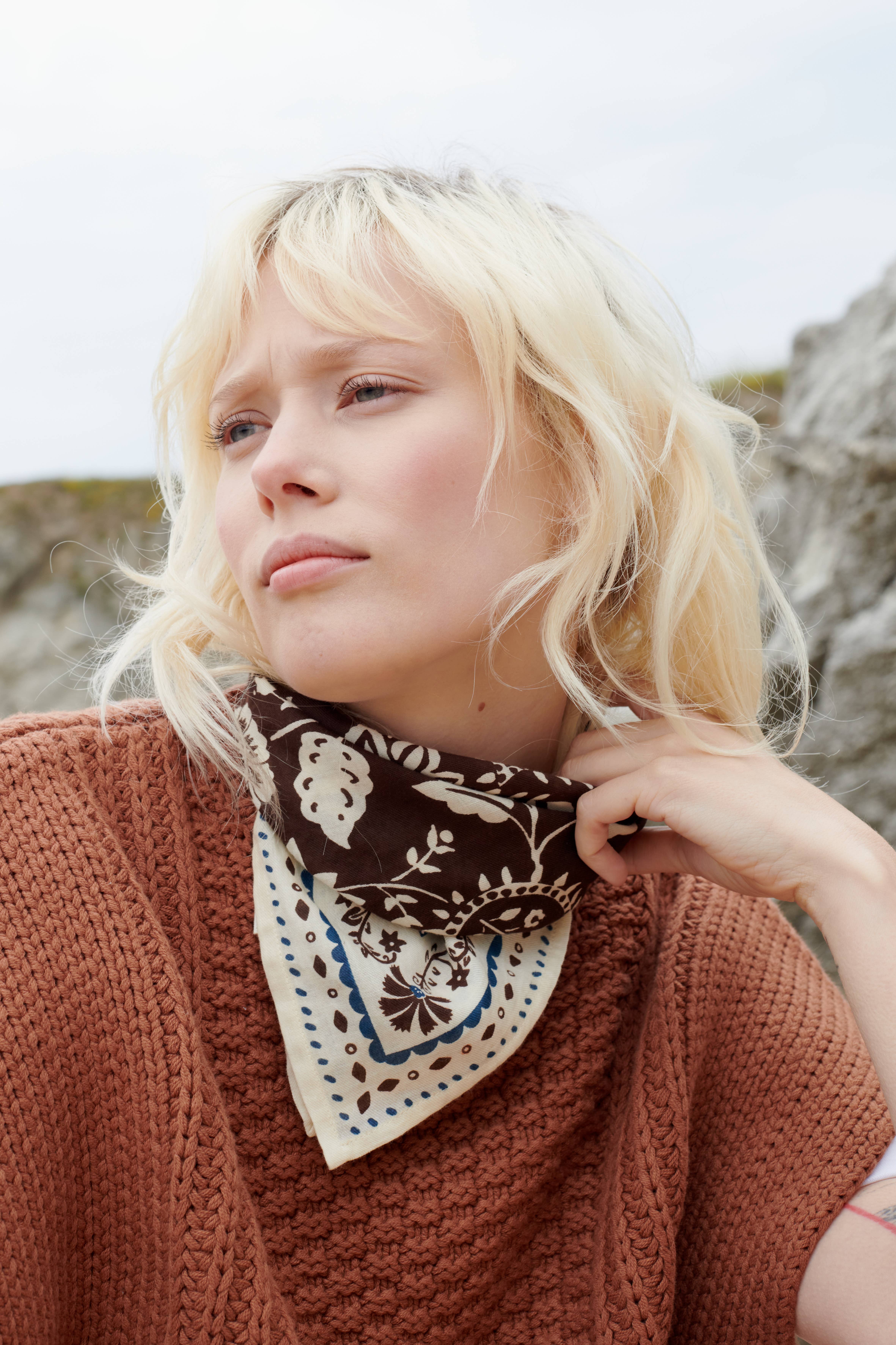 Maradji - Wholesale Scarf - Women's - CHOCOLATE COTTON TWILL SCARF SMALL INDIENNES3