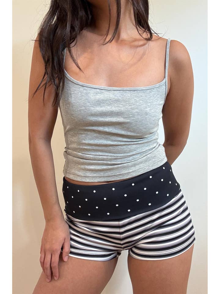 Polka Foldover Striped Micro Shorts for wholesale by Et Clet