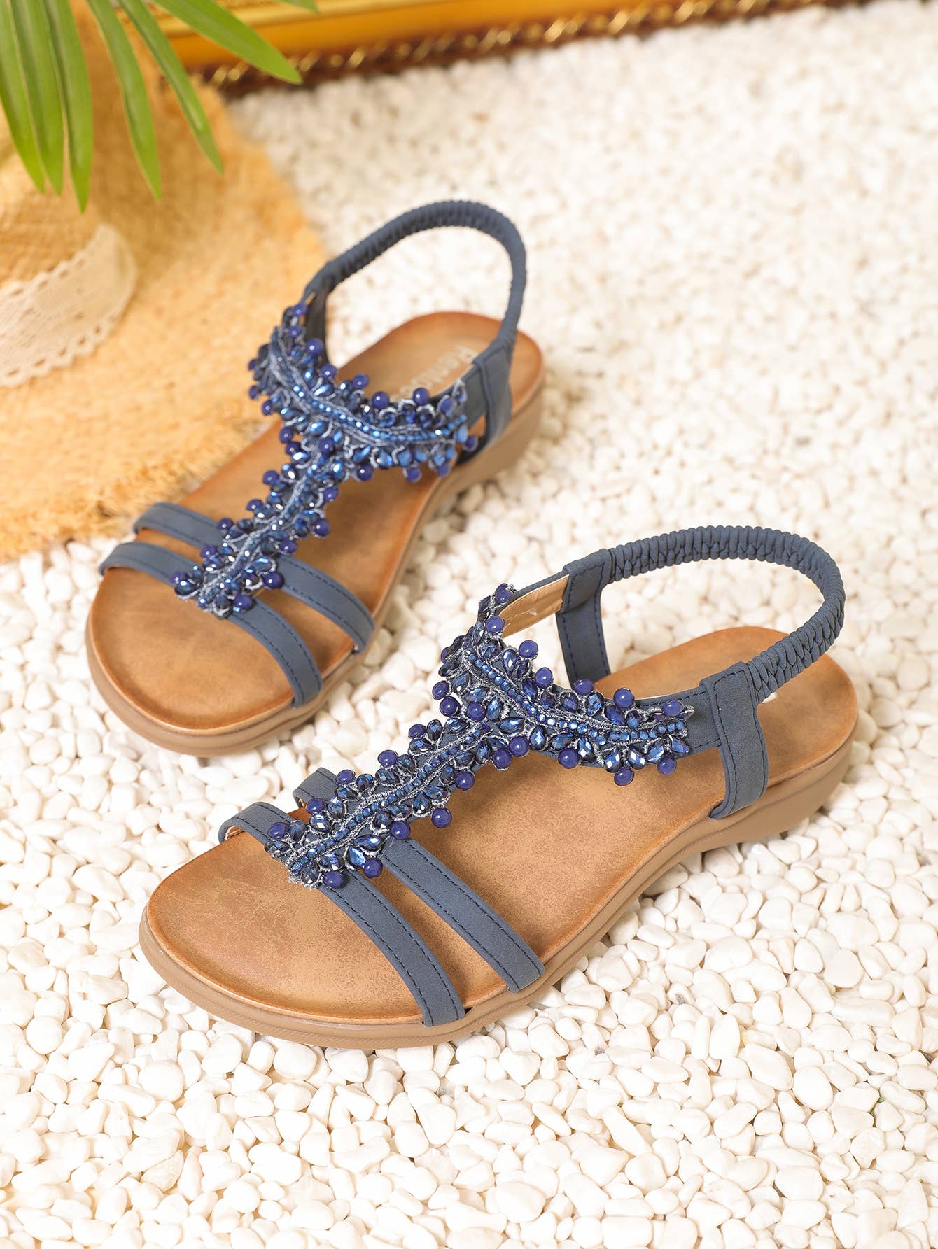 Rentoes – wholesale Sandals – Women's – Ladies' Diamante Beaded Flat Sandal JS698-1315