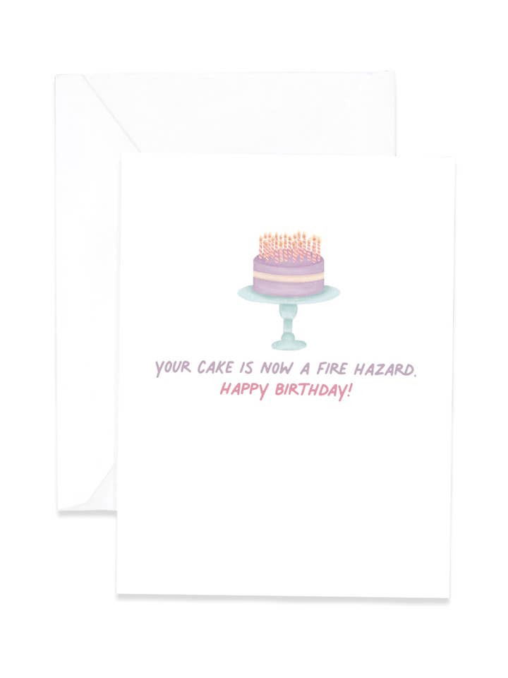Fire Hazard Birthday Greeting Card for wholesale by Desk of Sandra