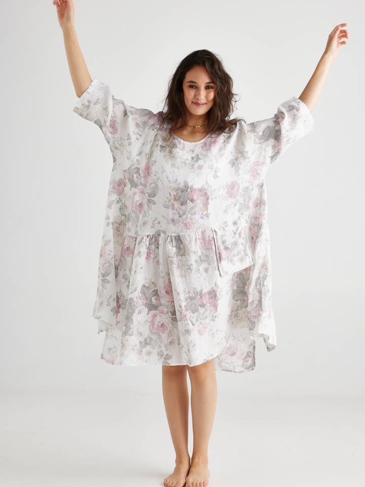 Miss Rose Sister Violet – Großhandel Kleid – Damen – DAMEN - Clarissa Leinenkleid FLORAL