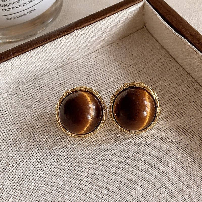 FurDecoration - Wholesale Dangle Earrings - Vintage Amber Brown Luxury Earrings0