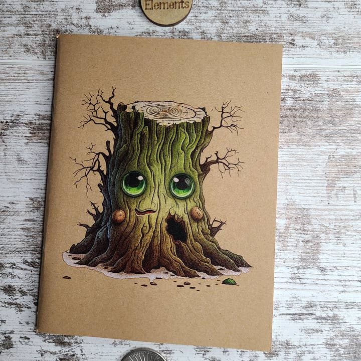Forest Creature Tree Stump Journal Notebook for wholesale by Elemental Elements LLC
