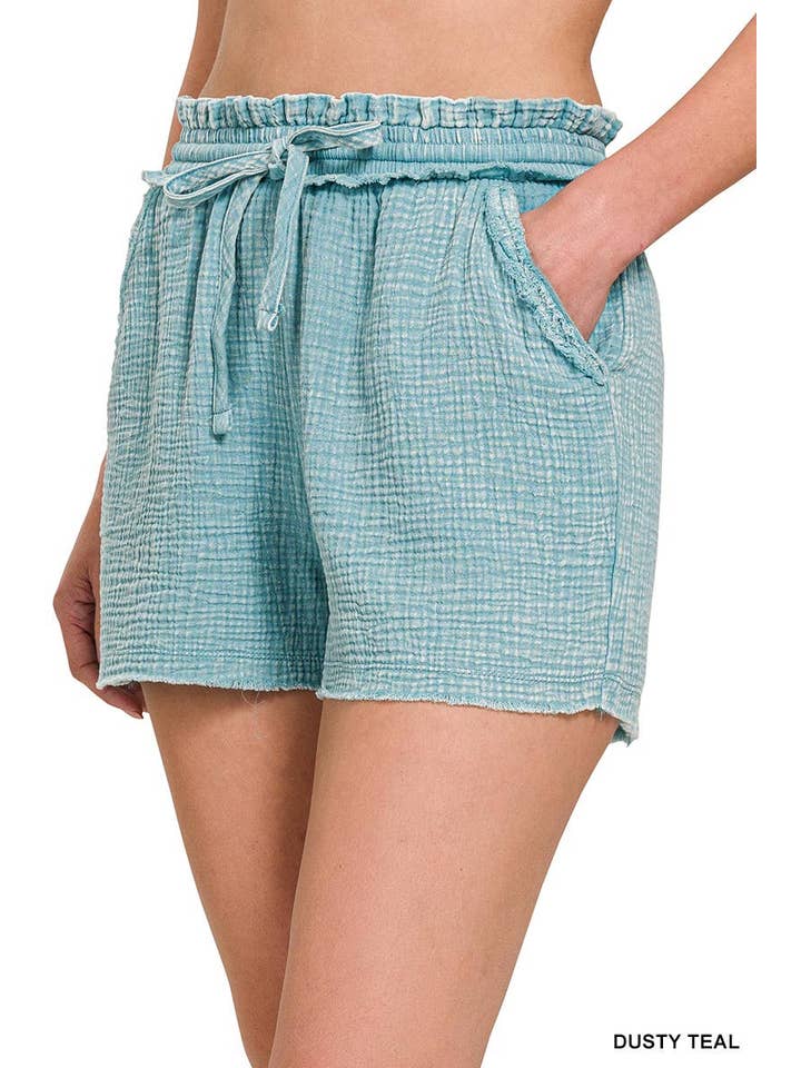 Vanilla Monkey – Calções – Mulher por atacado – Calções Lavadas com Gaze Dupla com Bainha Desfiada6