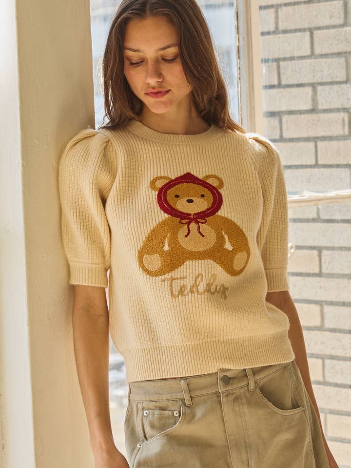 Teddy Bear Motif Knit Sweater for wholesale by Oddi