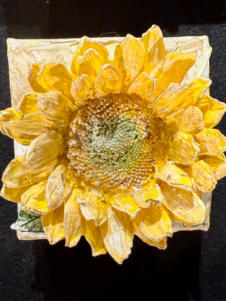 4X4 inch Clay Sunflower Artwork for wholesale by TamScottArt