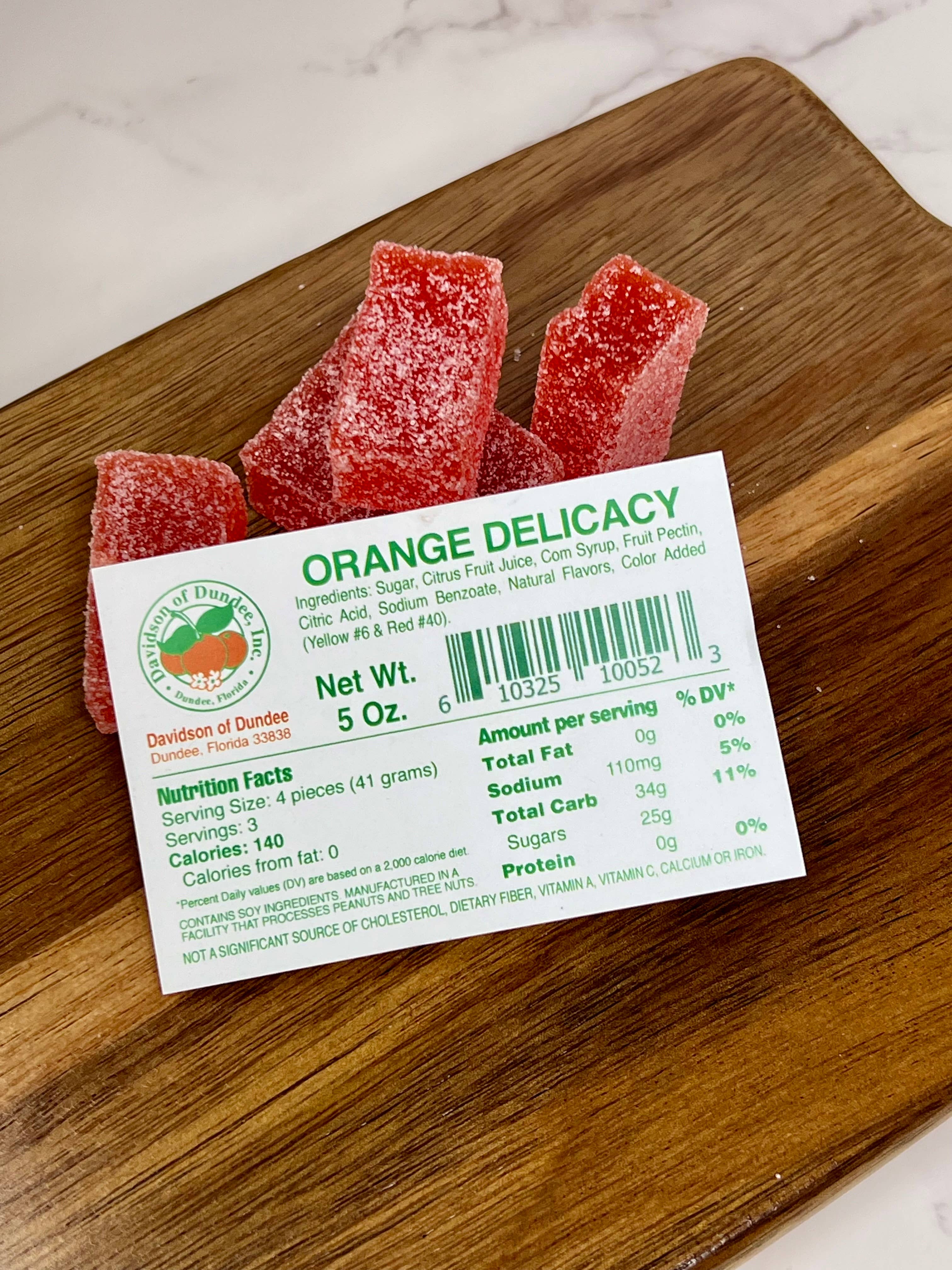 Davidson of Dundee Inc - Wholesale Gummy - Florida Citrus Candy, Orange Delicacy, 5oz Bag2