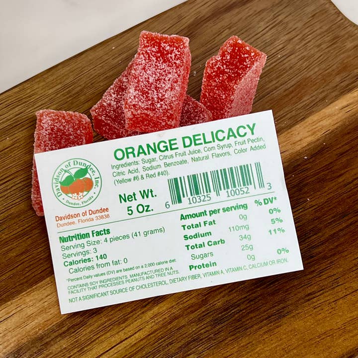 Davidson of Dundee Inc - Wholesale Gummy - Florida Citrus Candy, Orange Delicacy, 5oz Bag2