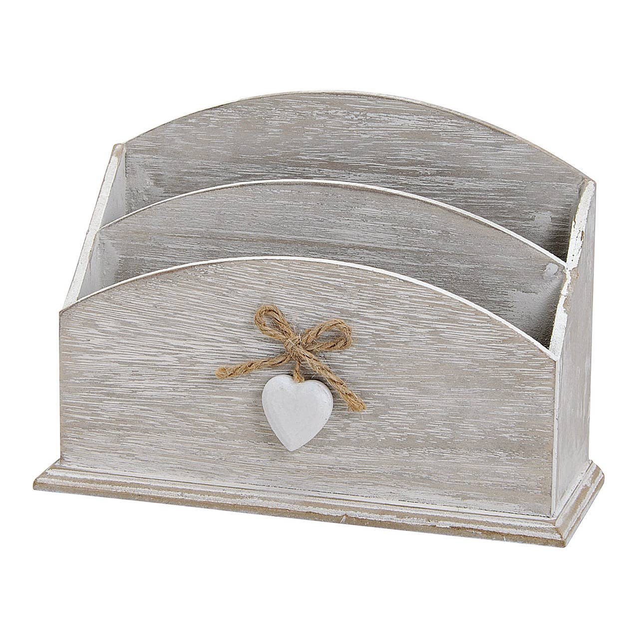 Wurm – Engroshandel Pynteæske – Antik brevbakke i hvid med 2 rum, lavet af træ, B23 x D8 x H17 cm0