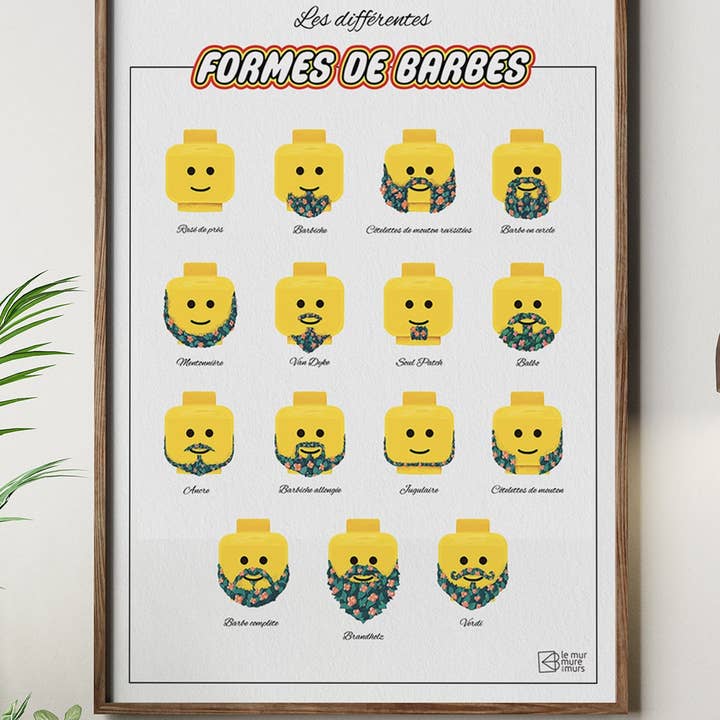 Lego Poster mit Bart-Motiven zur Dekoration im Barbershop für den Großhandel von le murmure des murs