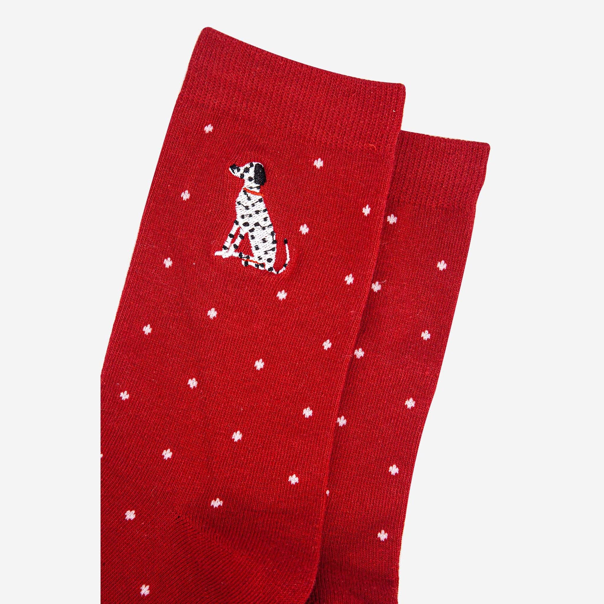 Sock Talk - Wholesale Socks - Women's - Women's Embroidered Ankle Socks - Red, Dalmatian Polka Dot3
