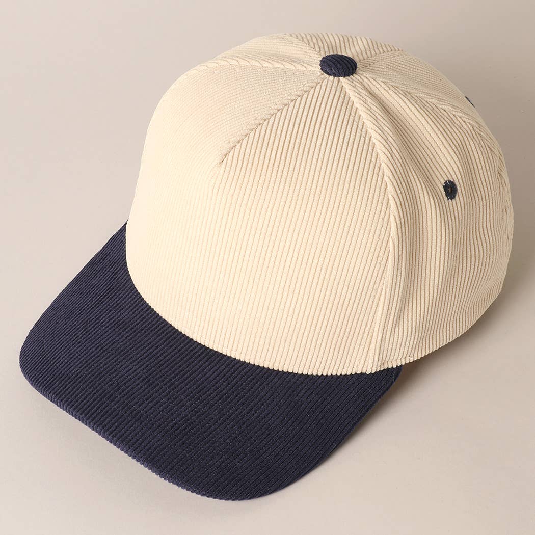 Fashion City - Wholesale Baseball Cap - Unisex - Plain Two Tone Corduroy 5 Panel Trucker Hat1