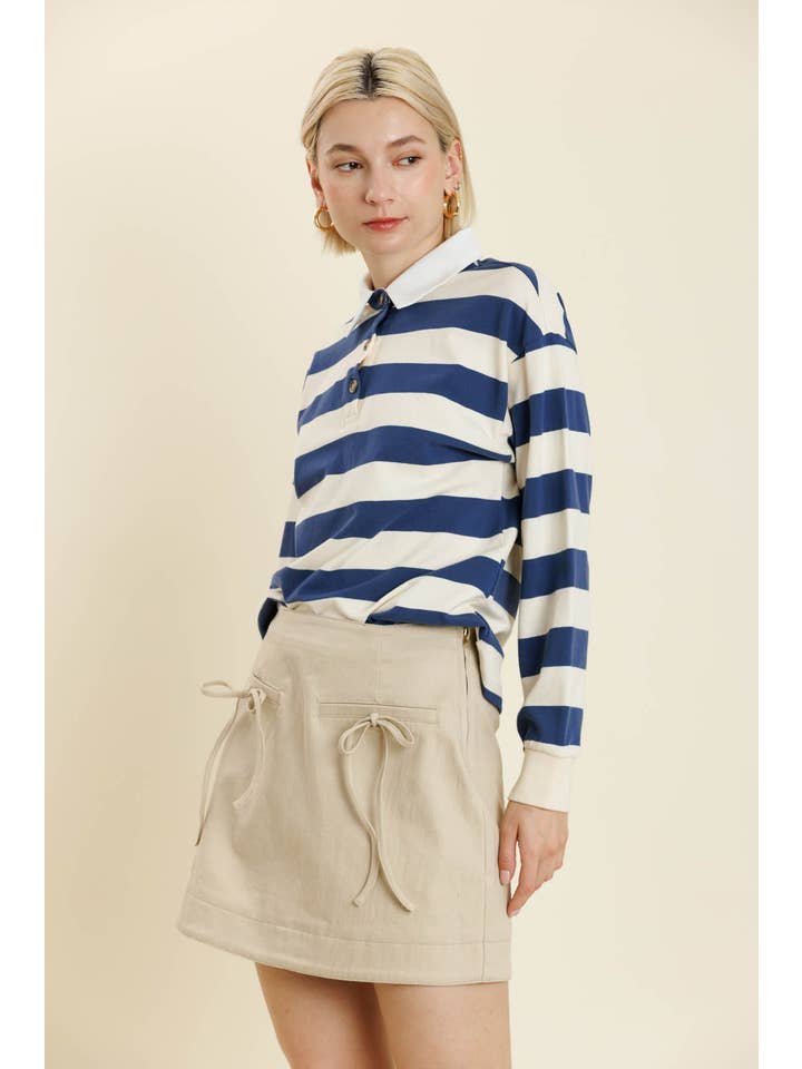Aureum - Wholesale Blouse - Women's - AT2206 - STRIPED RUGBY SHIRT1