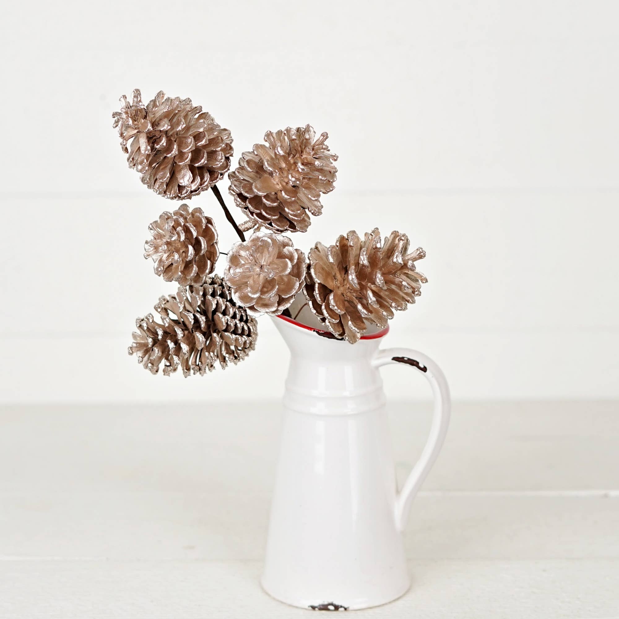 Holiday Depot Inc. - Wholesale Christmas Decoration - 570131- 14.5inL Champagne Glitter Pinecone Spray-2