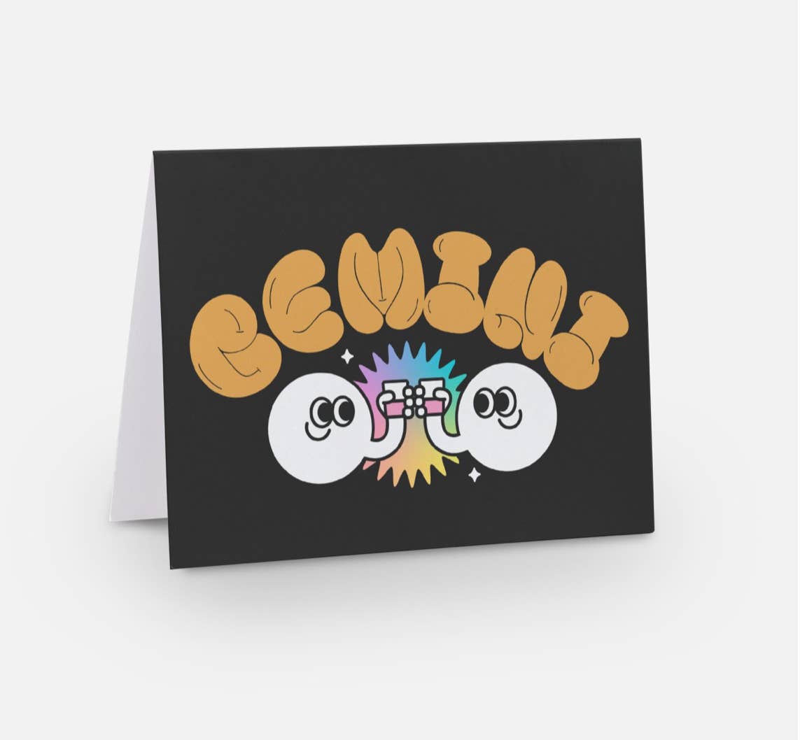 Charley Taylor Art - Wholesale Birthday Card - Gemini Zodiac Sign Birthday Card Astrology Blank Inside2