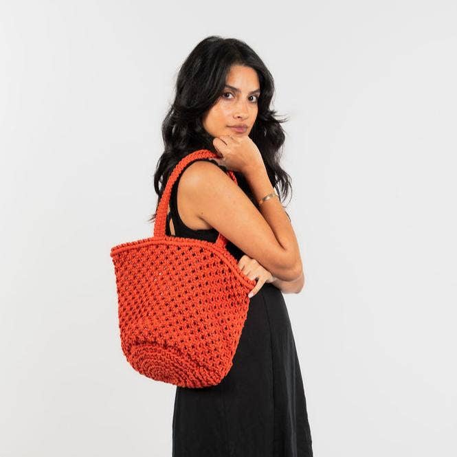 Orange Aiza Cotton Crochet Bag for wholesale on Faire3