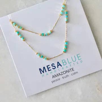 Mesa Blue – wholesale Beaded/pearl necklace – Square Gemstone Beaded Necklace6