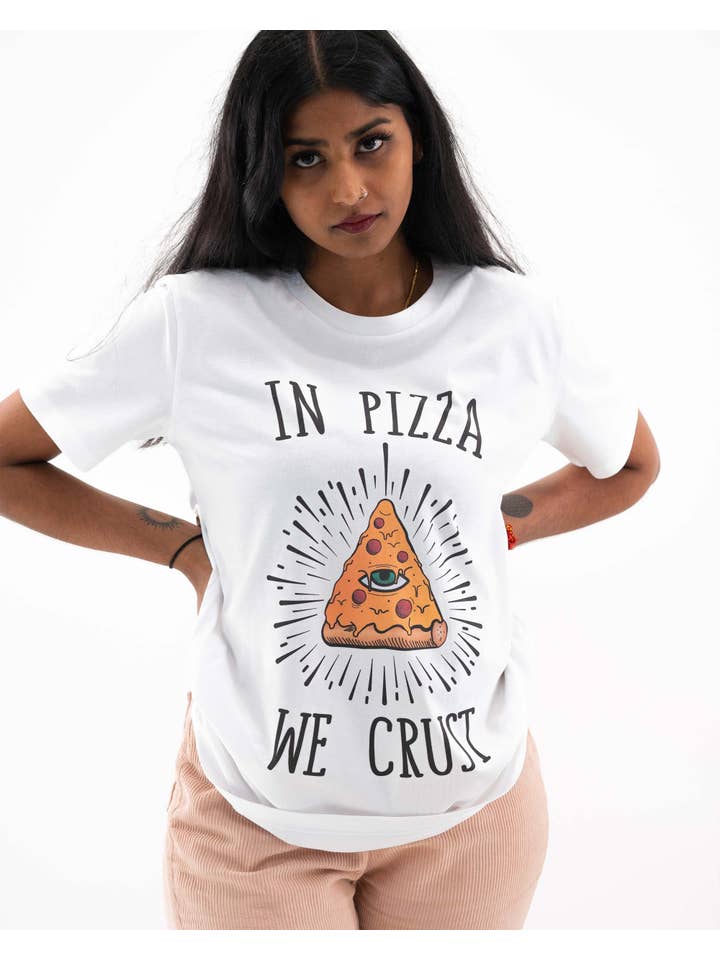 Grafitee - Wholesale Screen Printed T-Shirt - Unisex - In Pizza We Crust T-shirt - Pizza slogan graphic tee2
