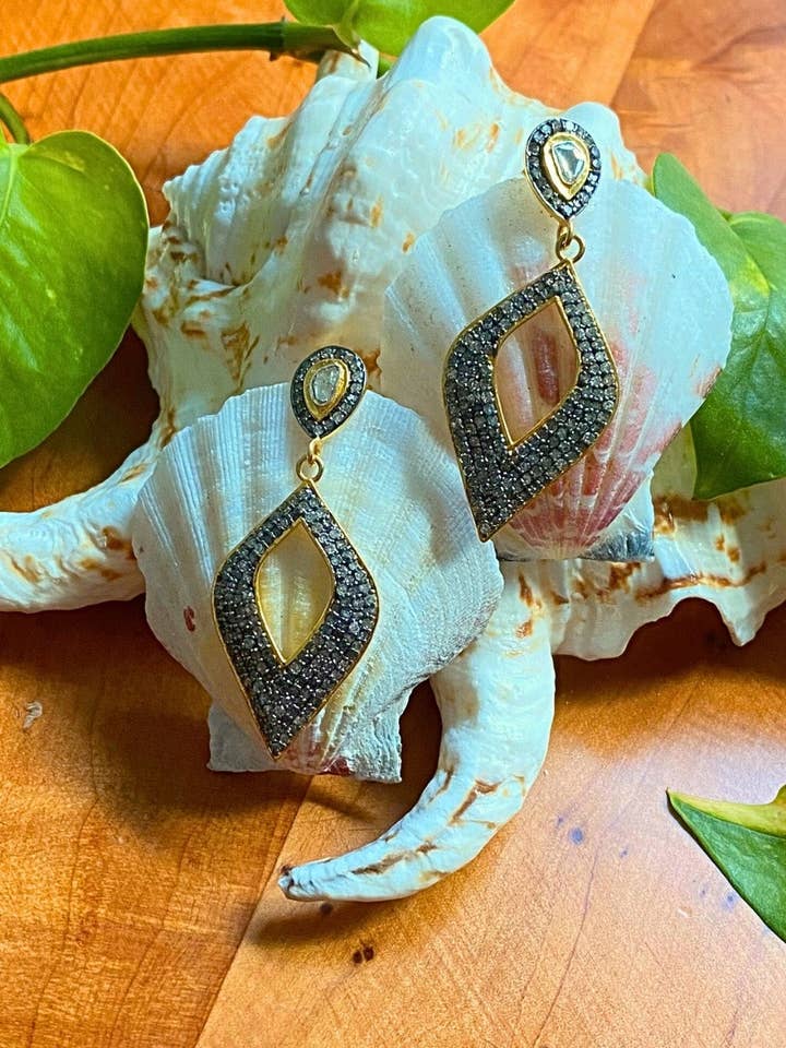 Mystic Elegance Pave Diamonds Earrings Gold | Sivalya for wholesale by Sivalya
