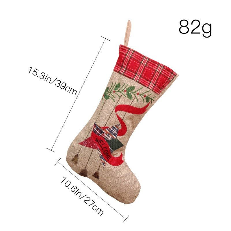 Plush Looks – Großhandel Weihnachtsstrumpf – Große, bestickte Jute-Socke, Geschenktüte, Weihnachtsdekoration0