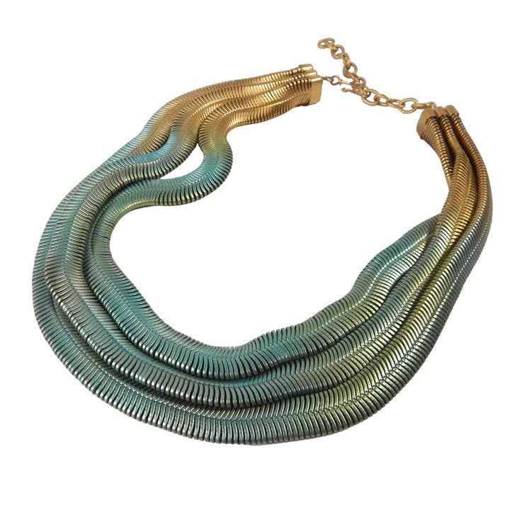 16" 3-strengs fern ketting - Verde voor wholesale door Sarah Cavender Metalworks