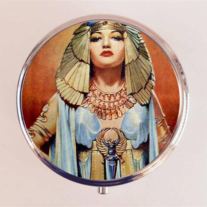 FringePop - Wholesale Pill Organizer - Cleopatra Flapper Pill Box Case Pillbox Holder Trinket Stash Box Art Deco 1920s Jazz Age Egyptian