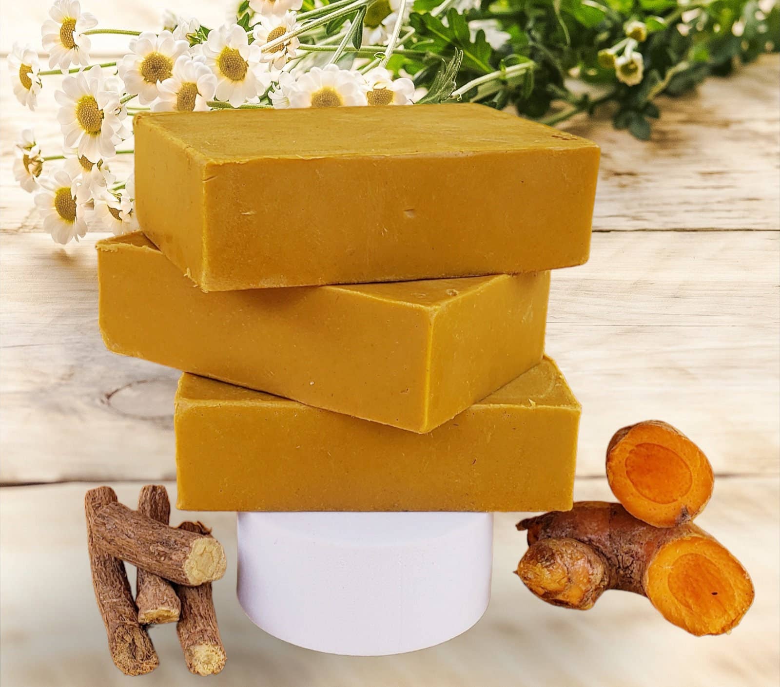 Ms Gigi’s Beauty LLC - Wholesale Bar Soap - Radiant Glow Turmeric Licorice Lemon Kojic Acid Soap