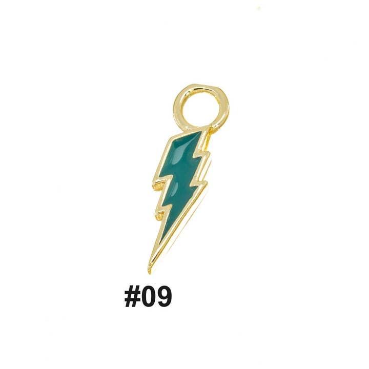 Jewel Pledge - Wholesale Individual Charm/Pendant - Gold Enamel Lightning Bolt Charms for Jewelry Making,CPG14089