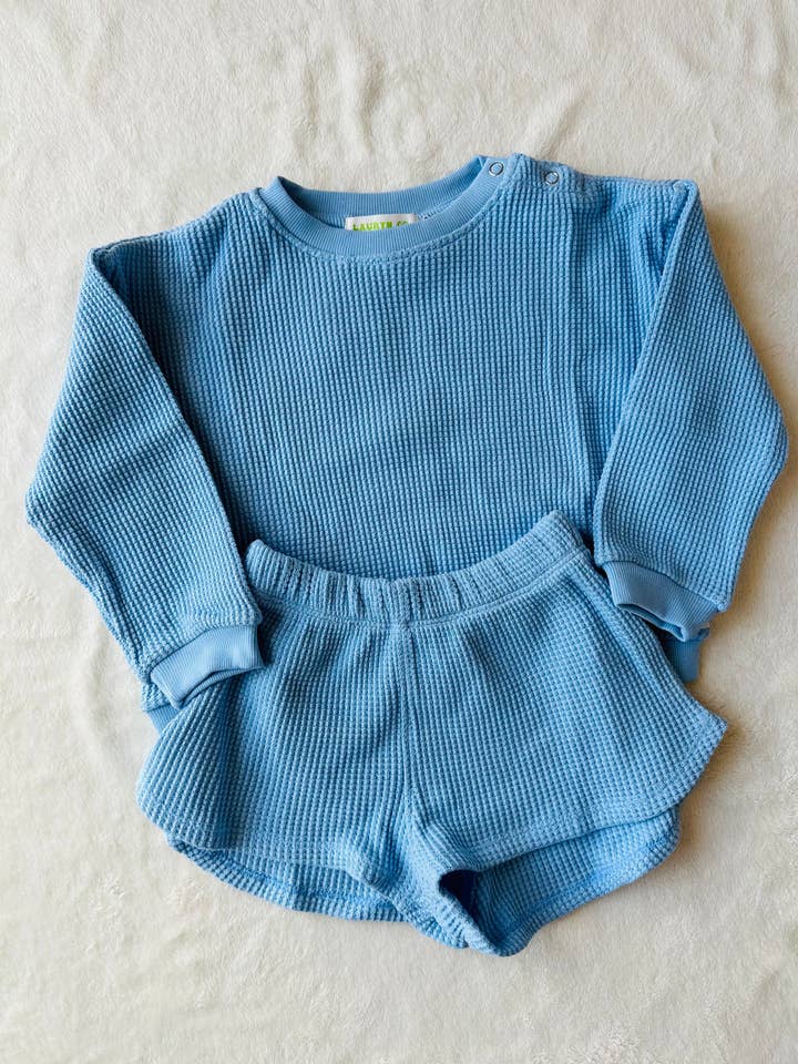 CALÇÕES LOUNGE PARA CRIANÇA+TOP SET (AZUL CELESTE) por atacado de Lauryn Co