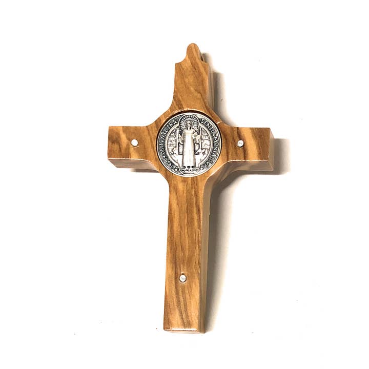 Costa Articoli Religiosi - Wholesale Wall Cross - St. Benedict cross in olive tree cm. 8x4.5 with cord2