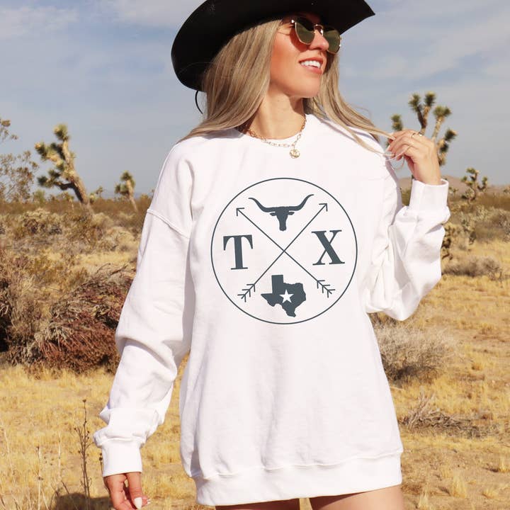 Trendznmore - Modern Graphic Apparel - Wholesale Graphic Sweatshirt - Women's - State of Texas Western Crewneck Sweatshirt