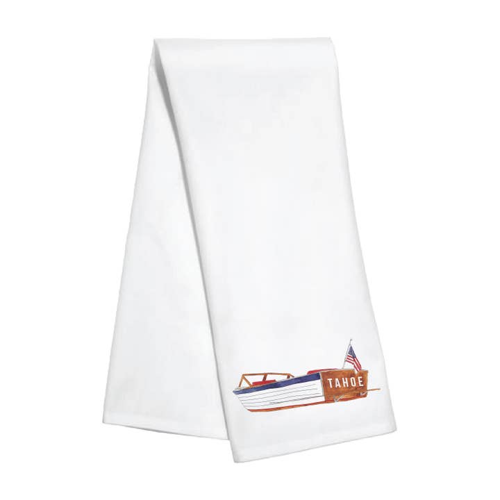 Kitchen Towel - Boat - Custom Name Available for wholesale by Toss Designs
