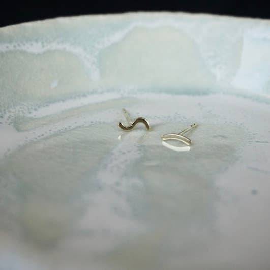 SMILE studs- minimalist earrings - 14kt solid gold for wholesale by Sticktails