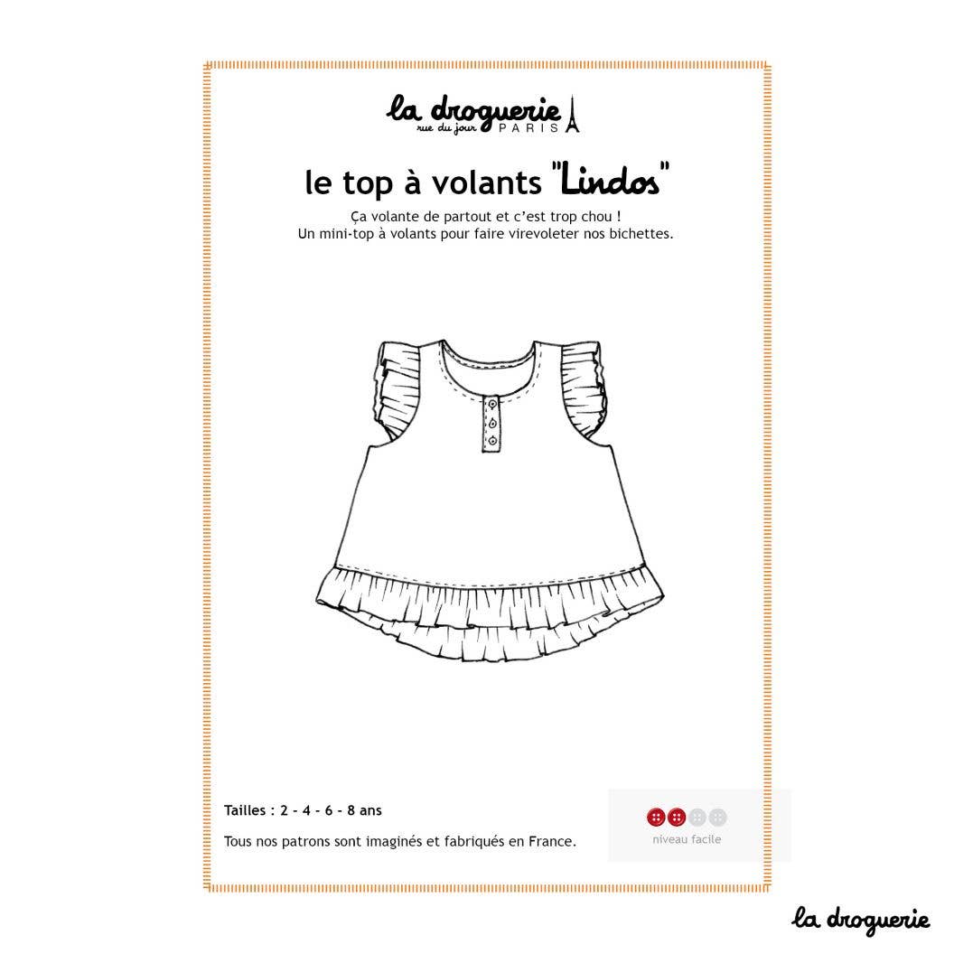 LA DROGUERIE – wholesale Craft sewing kit – Child's ruffled top sewing pattern "Lindos"0