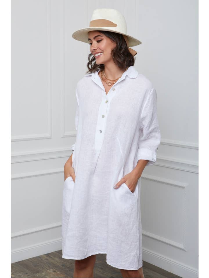 LÉA & LUC - Wholesale Dress - Women's - Short Dresses in 100% Linen REF. 1351