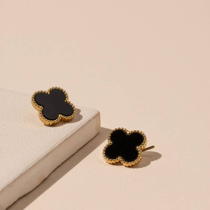 Frem - Vente Clous d'oreille - Boucles d'oreilles à tige en forme de trèfle en acier inoxydable6