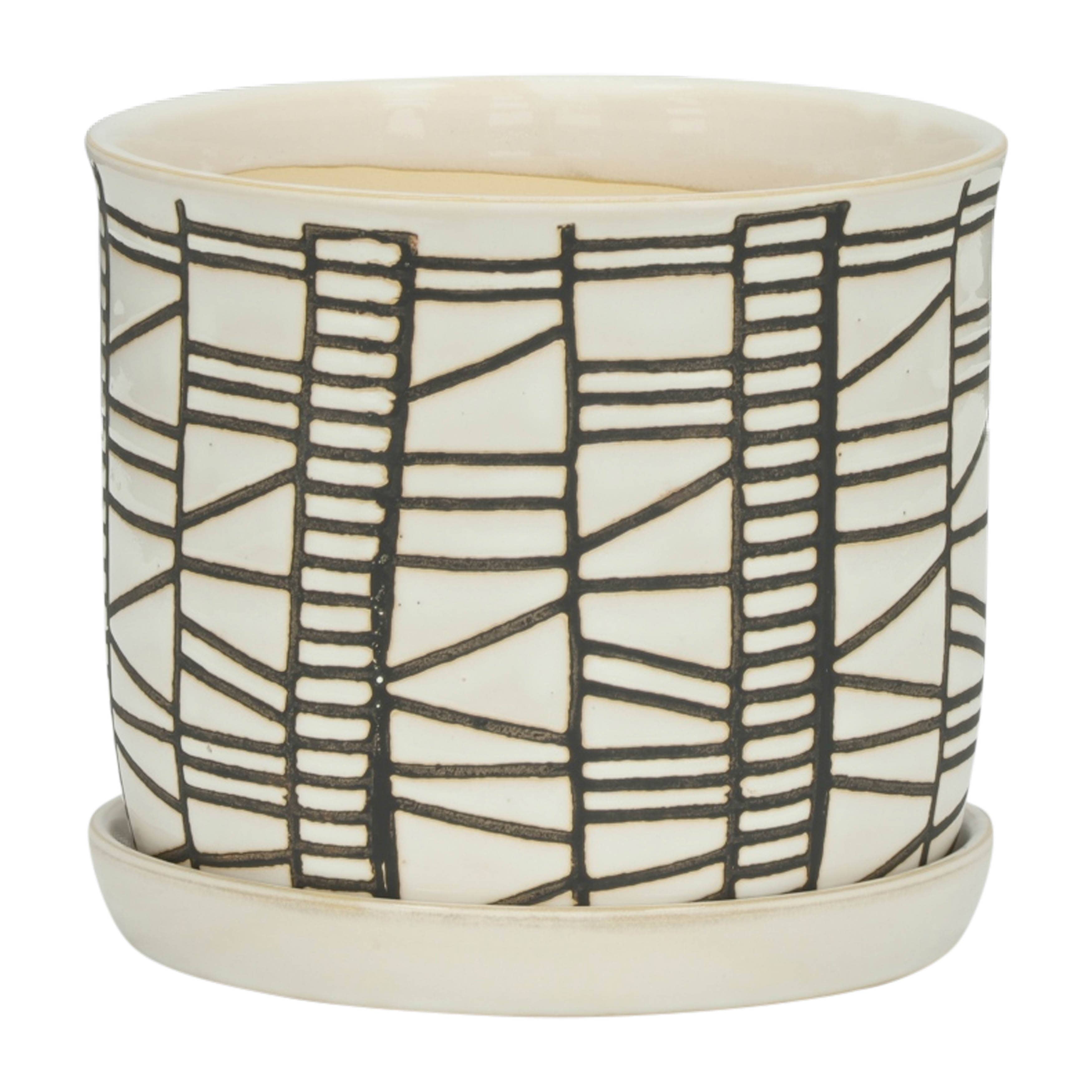 Wholesale S/2 Ceramic 6/8" Planter W/ Saucer, Beige for your store Faire