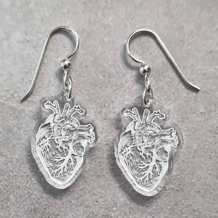Anatomical Heart Earrings - Acyclic STEM Science Jewelry for wholesale by Lab Partners Jewelry