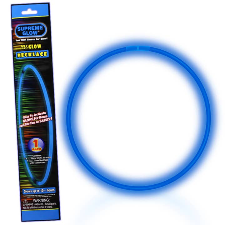 Windy City Novelties - Wholesale Light-Up Toy - Kids & Baby - 22" Blue Glow Necklaces Pack with 2 Sticks for Parties