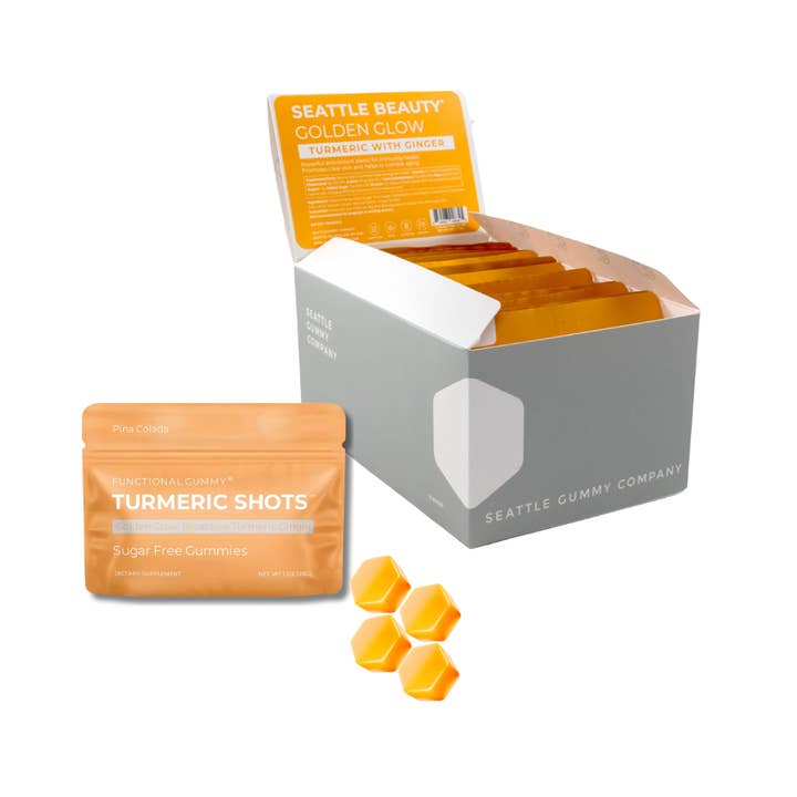 Seattle Gummy Company - Wholesale Oral Supplement/Vitamin - SUGAR FREE – Golden Glow Turmeric & Ginger Gummies (12-Pack)