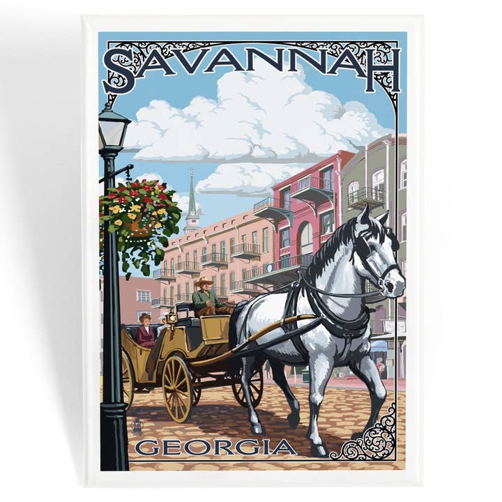 MAGNET Savannah, Georgia, Horse and Carriage for wholesale by Lantern Press