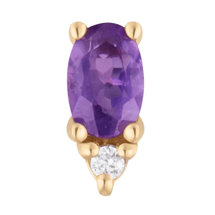 Desden – Ametist & CZ Duo – 14K Guld Trådlöst Ände för wholesale av Piercing-zone